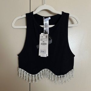 Zara Rhinestone Seamless Top Black XS/S